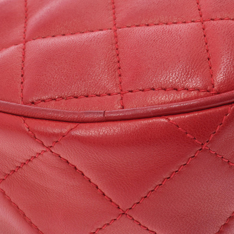 CHANEL Chanel Matrasse Red Gold Bracket Ladies Ram Skin/Fringe Shoulder Bag B Rank used Ginzo