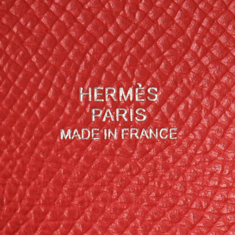 爱马仕爱马仕（Hermes Hermes Bastia）硬币钱包rouge kazak银支□r雕刻（2014年左右）女用Epson硬币案例AB级使用Ginzo