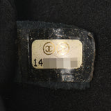 CHANEL Chanel Chain Black Silver Bracket Ladies Velor Shoulder Bag AB Rank used Ginzo