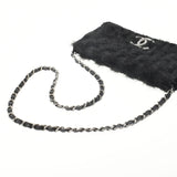 CHANEL Chanel Chain Black Silver Bracket Ladies Velor Shoulder Bag AB Rank used Ginzo