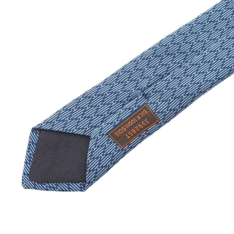 HERMES Hermes H Echo Blue Men's Silk 100 % Tie Unused Ginzo