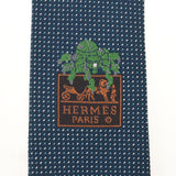 HERMES エルメス 青 メンズ シルク100％ ネクタイ 未使用 銀蔵