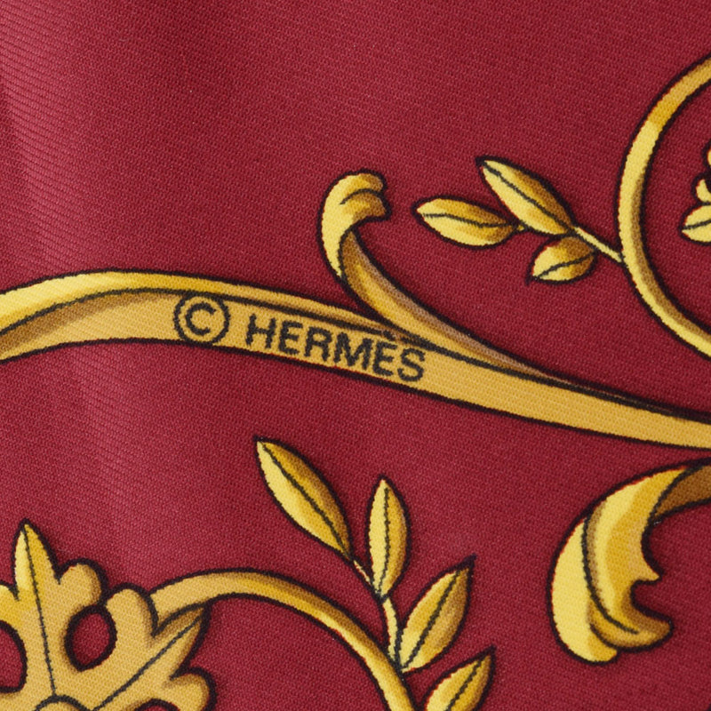 HERMES Hermes Care 90 La Promenade de Longchamps/Rons Chan White/Red Ladies Silk 100 % Scarf A Rank used Ginzo