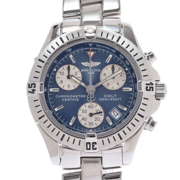 Breitling Breitling Colt A73350男士SS Watch Quartz Blue Dial A等级使用Ginzo