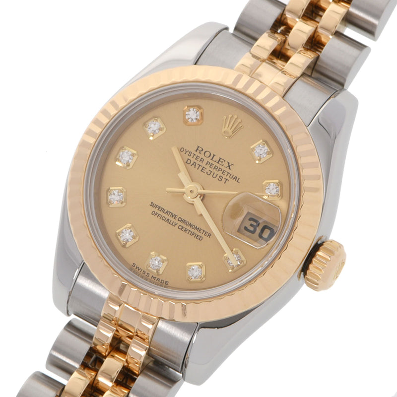 ROLEX Rolex Datejust 10P Diamond 179173G Ladies YG/SS Watch Automatic Champagne Dial A Rank used Ginzo