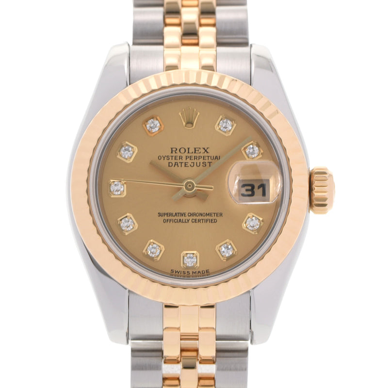 ROLEX Rolex Datejust 10P Diamond 179173G Ladies YG/SS Watch Automatic Champagne Dial A Rank used Ginzo