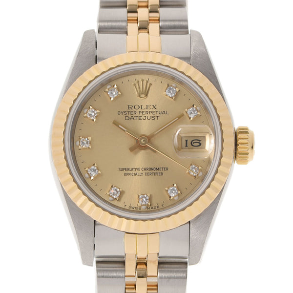 ROLEX Rolex Datejust 10P Diamond 69173G Ladies YG/SS Watch Automatic Champagne Dial A Rank used Ginzo