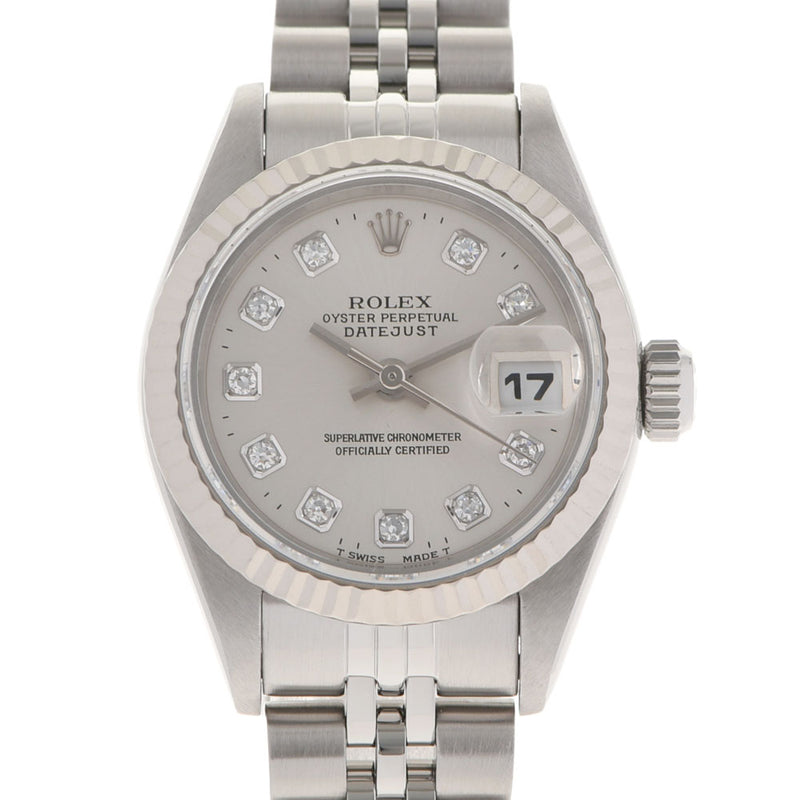 ROLEX Rolex Datejust 10P diamond 69174G Ladies WG/SS Watch Automatic Silver Dial A Rank used Ginzo