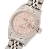 ROLEX Rolex Datejust 10P Diamond 79174G Ladies SS/WG Watch Automatic Pink Dial A Rank Used Ginzo