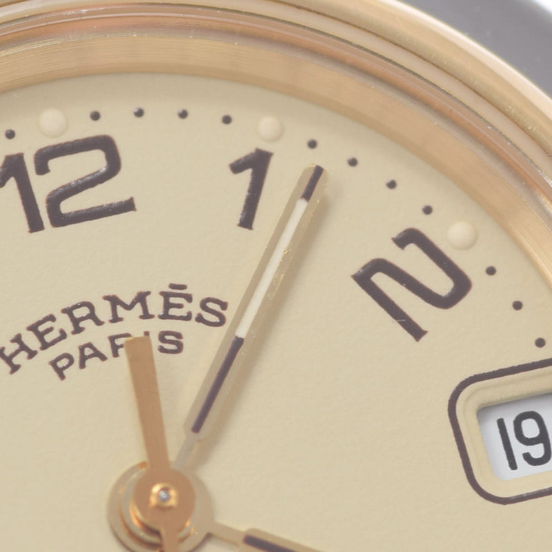 HERMES エルメス クリッパー CL4.220 レディース SS/GP 腕時計 クオーツ クリーム系文字盤 Aランク 中古 銀蔵