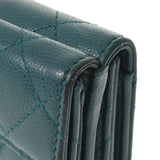CHANEL Chanel Matrasse Compact Wallet Green Silver Bracket Ladies Caviar Skin Three Fold Wallet B Rank Used Ginzo