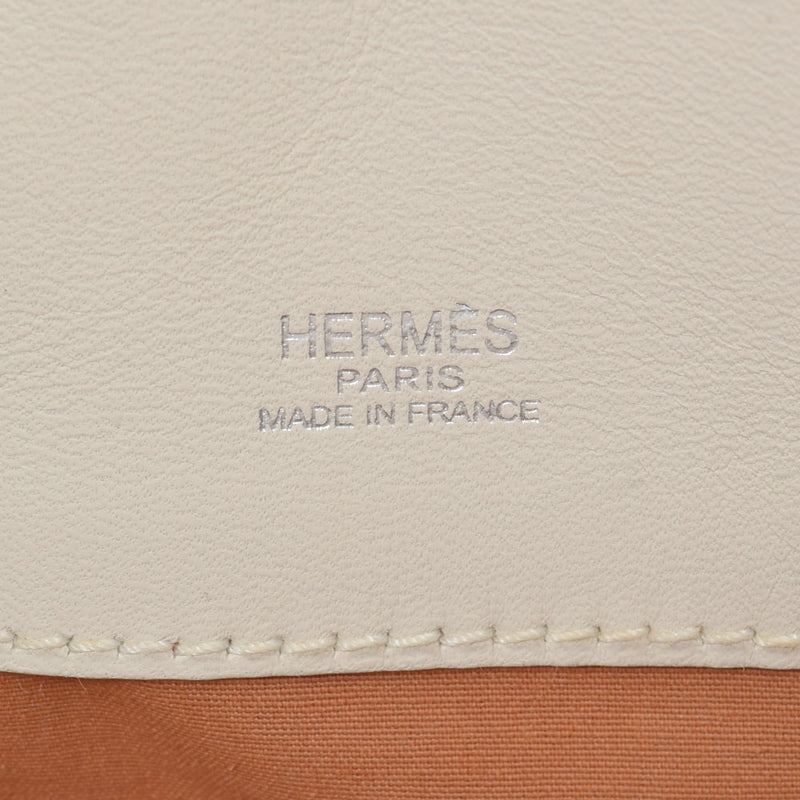 HERMES Hermes Sack Ebu MM Tea/White Silver Bracket □ J engraved (around 2006) Unisex canvas handbag AB rank used Ginzo