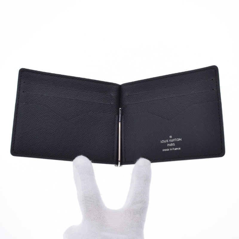 LOUIS VUITTON Louis Vuitton Taiga Portofoy Yun with Money Clip Aldoise (Black) M62978 Men's Leather Fudari A Rank Used Ginzo