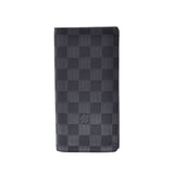 LOUIS VUITTON Louis Vuitton Damier Anfini Portofoyille Blazanavy N60334 Men's Leather Long Wallet A Rank Used Ginzo