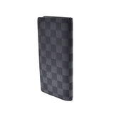 LOUIS VUITTON Louis Vuitton Damier Anfini Portofoyille Blazanavy N60334 Men's Leather Long Wallet A Rank Used Ginzo