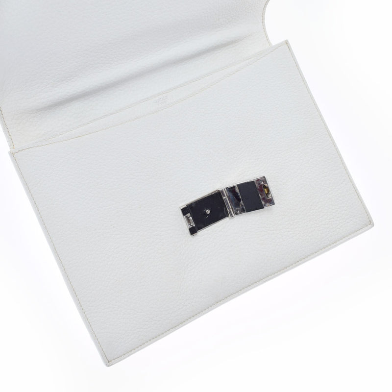 HERMES Hermes Sack Adepesh 27 Handbag White Silver Bracket □ J engraved (around 2006) Unisex Toryon Lemance Business Bag AB Rank Used Ginzo