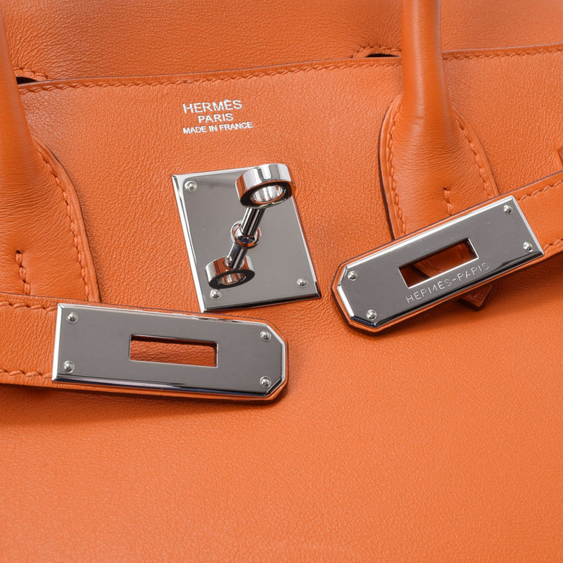 HERMES エルメス バーキン 30 オレンジ パラジウム金具 □L刻印(2008年頃) レディース スイフト ハンドバッグ Aランク 中古 銀蔵