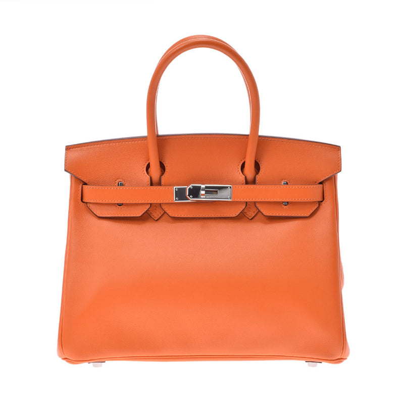 HERMES エルメス バーキン 30 オレンジ パラジウム金具 □L刻印(2008年頃) レディース スイフト ハンドバッグ Aランク 中古 銀蔵