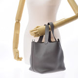 爱马仕爱马仕picotan锁MM Ethane Palladium Metal Fittings X雕刻（2011年）女士Toryon Lemance手提包A级使用Ginzo