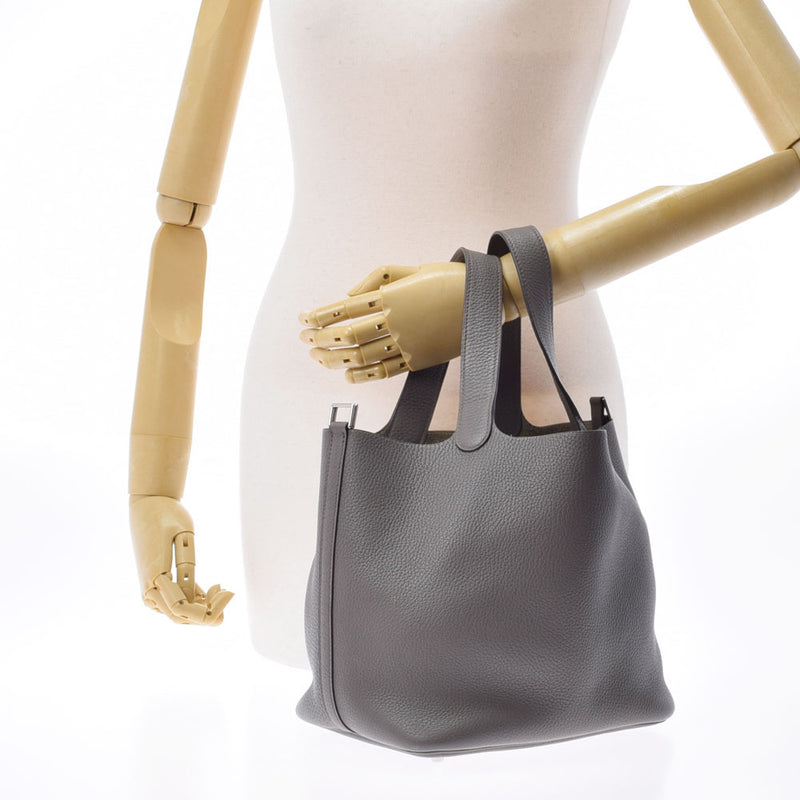 爱马仕爱马仕picotan锁MM Ethane Palladium Metal Fittings X雕刻（2011年）女士Toryon Lemance手提包A级使用Ginzo