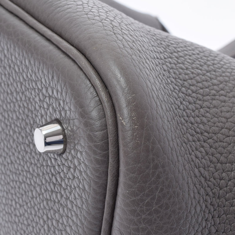 爱马仕爱马仕picotan锁MM Ethane Palladium Metal Fittings X雕刻（2011年）女士Toryon Lemance手提包A级使用Ginzo