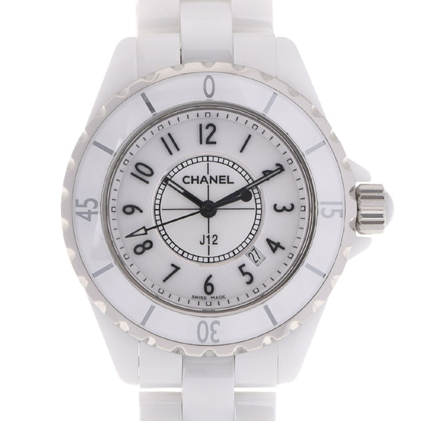 CHANEL Chanel J12 33mm H0968 Boys White Ceramic/SS Watch Quartz White Dial A Rank Used Ginzo