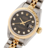 ROLEX Rolex Datejust 10P diamond 69173G Ladies YG/SS Watch Automatic Black Dial A Rank Used Ginzo