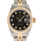 ROLEX Rolex Datejust 10P diamond 69173G Ladies YG/SS Watch Automatic Black Dial A Rank Used Ginzo