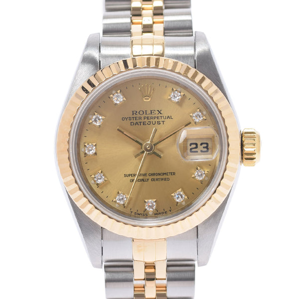 ROLEX ロレックス デイトジャスト 10Pダイヤ 69173G レディース YG/SS 腕時計 自動巻き シャンパン文字盤 Aランク 中古 銀蔵