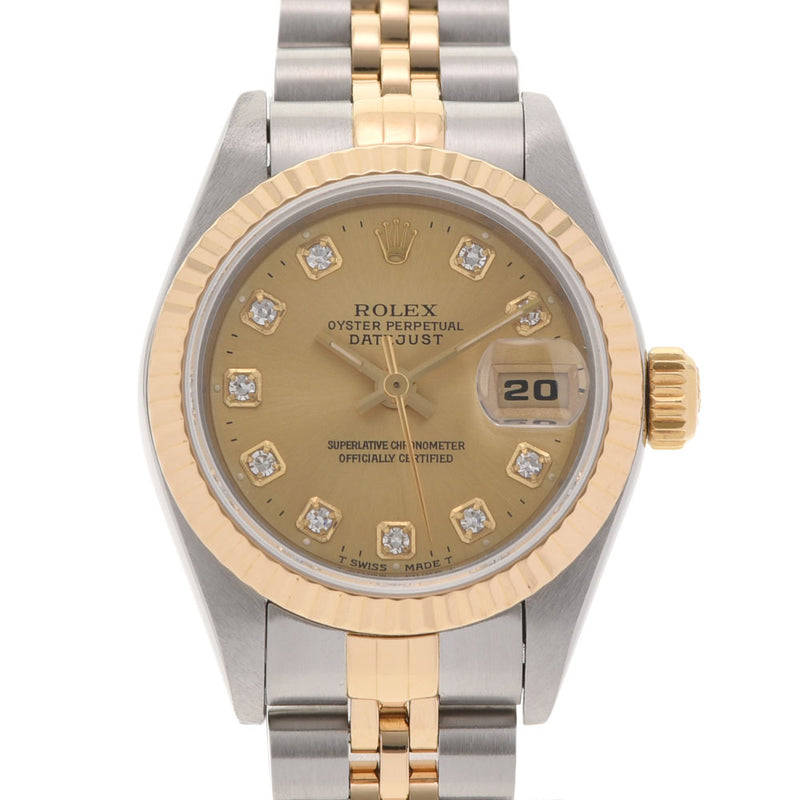 ROLEX ロレックス デイトジャスト 10Pダイヤ 69173G レディース YG/SS 腕時計 自動巻き シャンパン文字盤 Aランク 中古 銀蔵