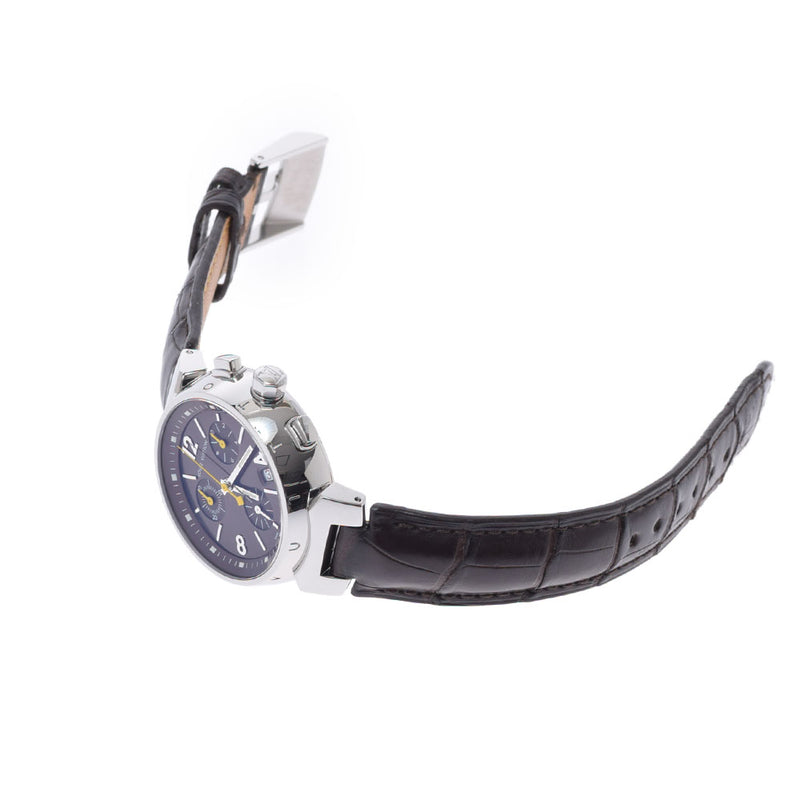 LOUIS VUITTON Louis Vuitton Tambour Chrono Q1321 Unisex SS/Leather Watch Quartz Brown Dial A Rank used Ginzo