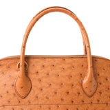 HERMES エルメス ボリード37  チェスナッツ ゴールド金具 □F刻印(2002年頃) レディース  オーストリッチ ハンドバッグ ABランク 中古 銀蔵
