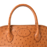 HERMES エルメス ボリード37  チェスナッツ ゴールド金具 □F刻印(2002年頃) レディース  オーストリッチ ハンドバッグ ABランク 中古 銀蔵