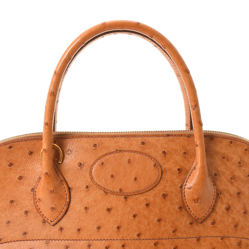HERMES エルメス ボリード37  チェスナッツ ゴールド金具 □F刻印(2002年頃) レディース  オーストリッチ ハンドバッグ ABランク 中古 銀蔵