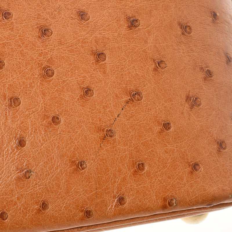 HERMES エルメス ボリード37  チェスナッツ ゴールド金具 □F刻印(2002年頃) レディース  オーストリッチ ハンドバッグ ABランク 中古 銀蔵