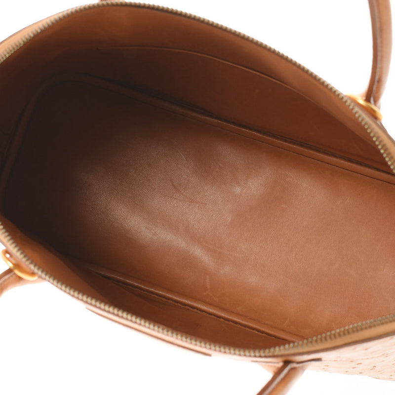 HERMES エルメス ボリード37  チェスナッツ ゴールド金具 □F刻印(2002年頃) レディース  オーストリッチ ハンドバッグ ABランク 中古 銀蔵