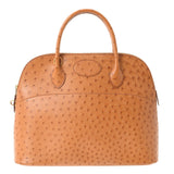 HERMES エルメス ボリード37  チェスナッツ ゴールド金具 □F刻印(2002年頃) レディース  オーストリッチ ハンドバッグ ABランク 中古 銀蔵