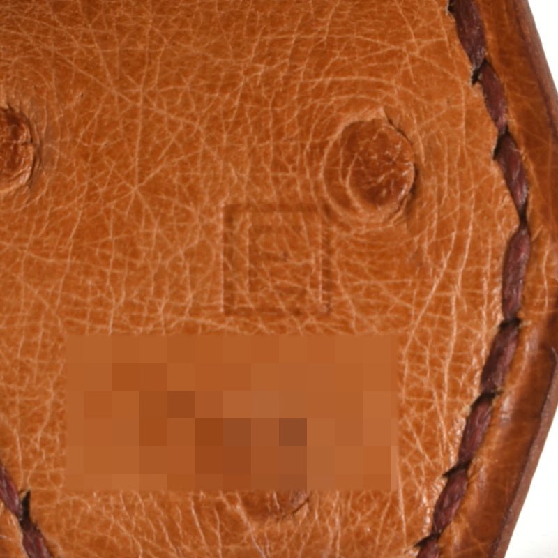 HERMES エルメス ボリード37  チェスナッツ ゴールド金具 □F刻印(2002年頃) レディース  オーストリッチ ハンドバッグ ABランク 中古 銀蔵