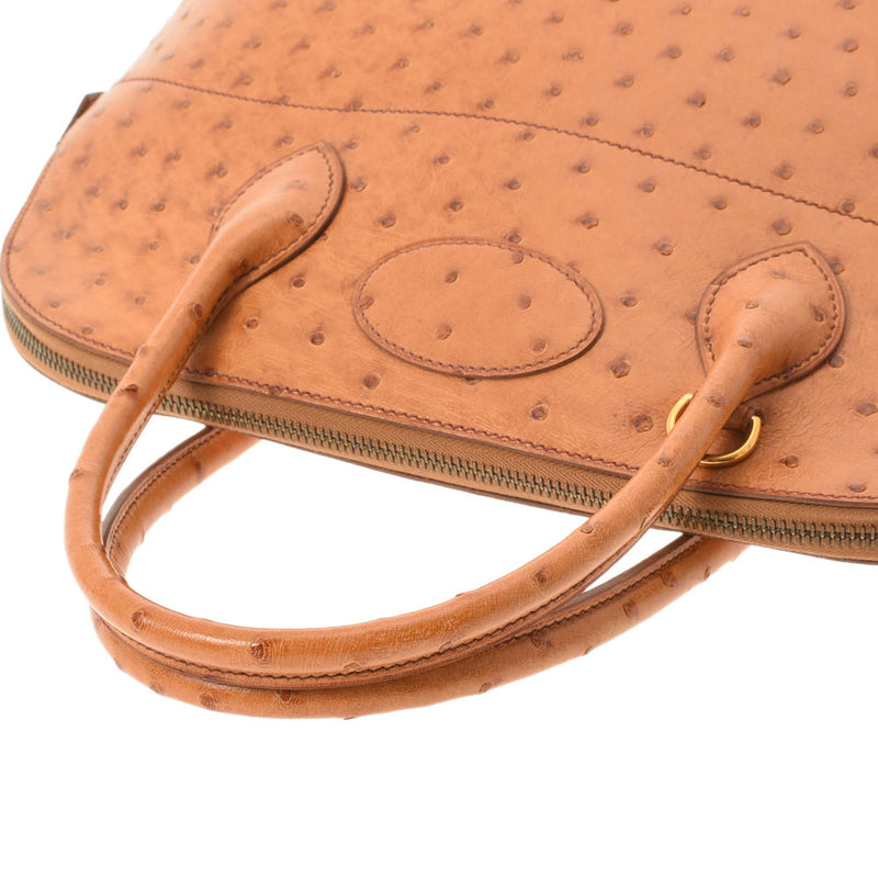 HERMES エルメス ボリード37  チェスナッツ ゴールド金具 □F刻印(2002年頃) レディース  オーストリッチ ハンドバッグ ABランク 中古 銀蔵
