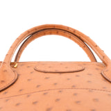 HERMES エルメス ボリード37  チェスナッツ ゴールド金具 □F刻印(2002年頃) レディース  オーストリッチ ハンドバッグ ABランク 中古 銀蔵