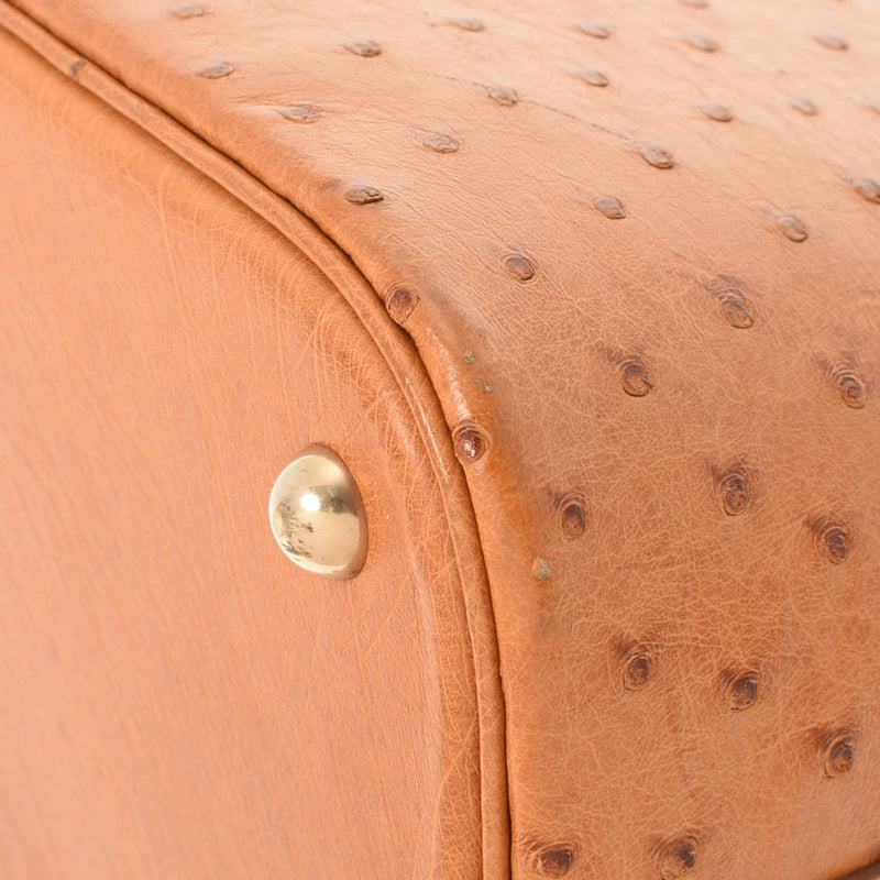 HERMES エルメス ボリード37  チェスナッツ ゴールド金具 □F刻印(2002年頃) レディース  オーストリッチ ハンドバッグ ABランク 中古 銀蔵