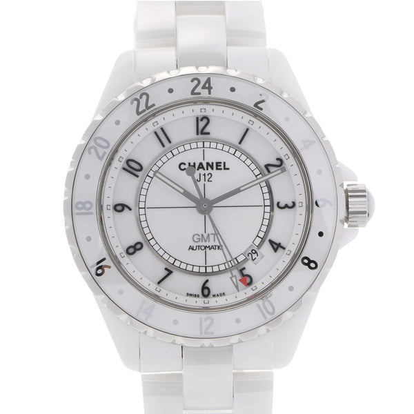 CHANEL Chanel J12 42mm GMT H2126 Men's White Ceramic/SS Watch Automatic White Dial A Rank used Ginzo