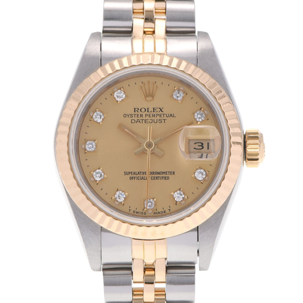 ROLEX Rolex Datejust 10P Diamond 69173G Ladies YG/SS Watch Automatic Champagne Dial A Rank used Ginzo