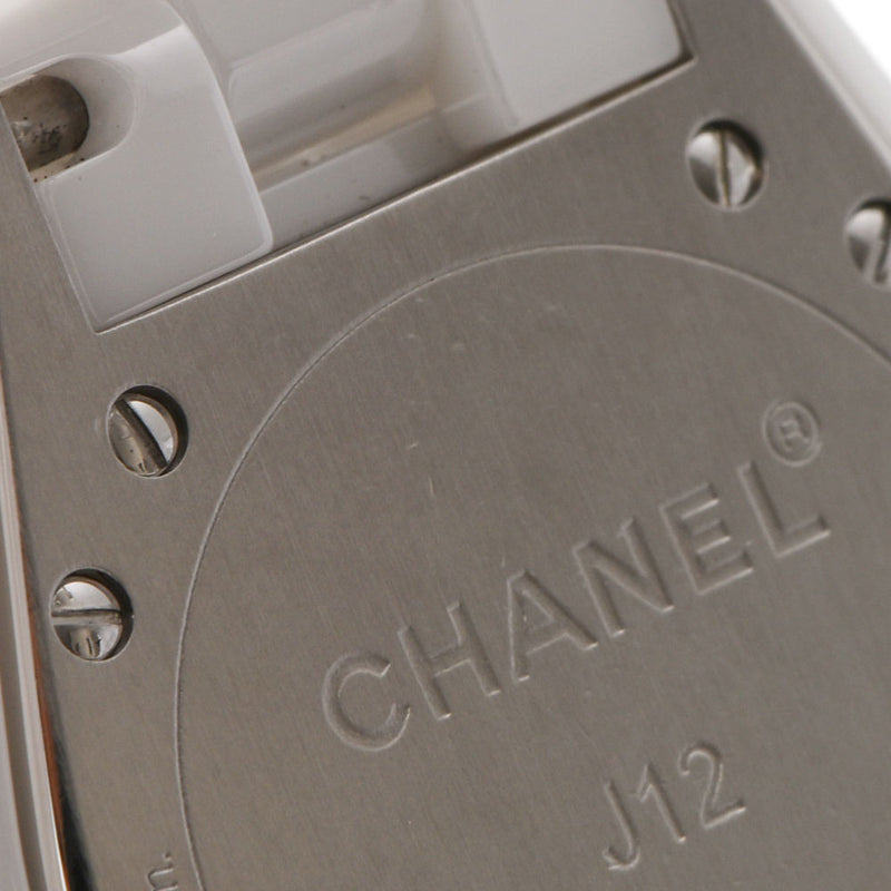 CHANEL シャネル J12 33mm 12Pダイヤ H1628 ボーイズ 白セラミック/SS 腕時計 クオーツ 白文字盤 Aランク 中古 銀蔵