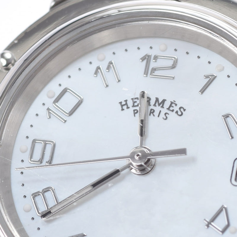 HERMES エルメス クリッパー CL4.210 レディース SS 腕時計 クオーツ ホワイトシェル文字盤 ABランク 中古 銀蔵
