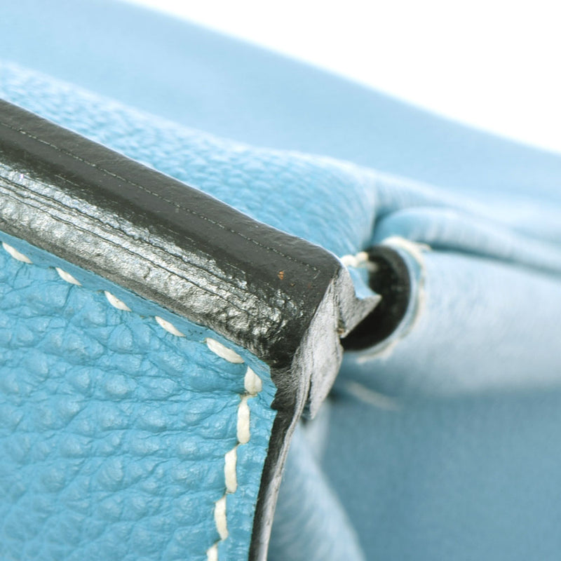 HERMES Hermes Birkin 35 Blue Jean Paladium Bracket □ J engraved (around 2006) Ladies Togo Handbag AB Rank Used Ginzo