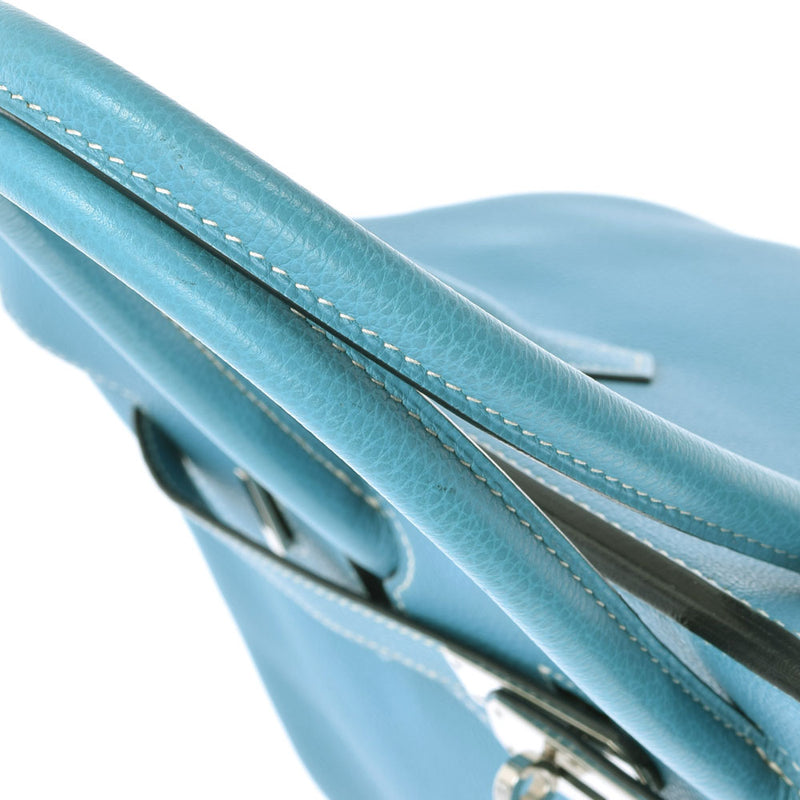 HERMES Hermes Birkin 35 Blue Jean Paladium Bracket □ J engraved (around 2006) Ladies Togo Handbag AB Rank Used Ginzo