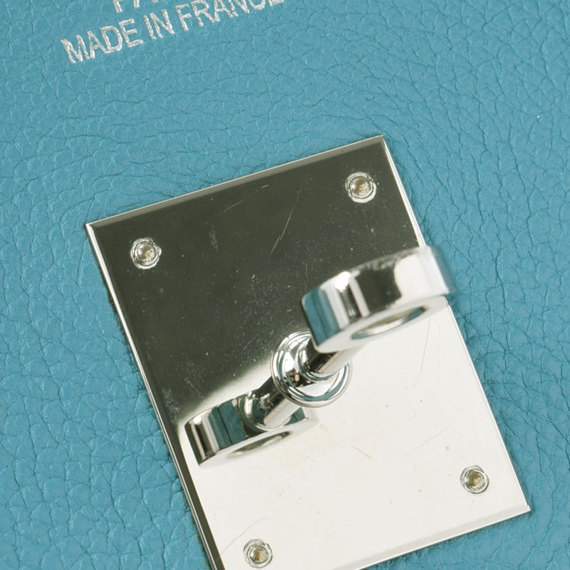 HERMES Hermes Birkin 35 Blue Jean Paladium Bracket □ J engraved (around 2006) Ladies Togo Handbag AB Rank Used Ginzo