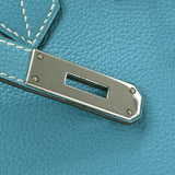 HERMES Hermes Birkin 35 Blue Jean Paladium Bracket □ J engraved (around 2006) Ladies Togo Handbag AB Rank Used Ginzo