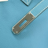 HERMES Hermes Birkin 35 Blue Jean Paladium Bracket □ J engraved (around 2006) Ladies Togo Handbag AB Rank Used Ginzo